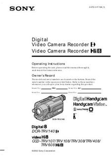 Sony CCD TRV 107 E manual. Camera Instructions.